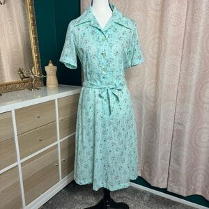 Floral Button-Up Dress in Light Blue